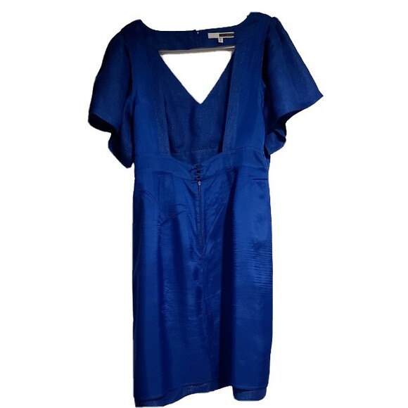 Anthropologie Tracy Reese Linen Blend Dress Womens Size 16 Backless Blue Party - Picture 4 of 9